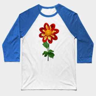 Red and Yellow Single Dahlia Baseball T-Shirt